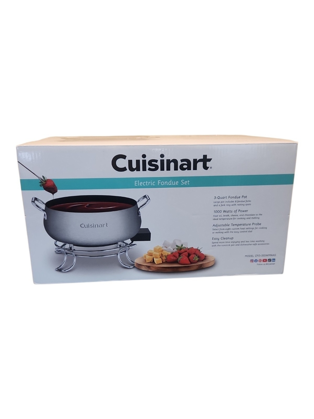 Cuisinart 3-Quart Electric Fondue Set (model CFO-3SS) NIB